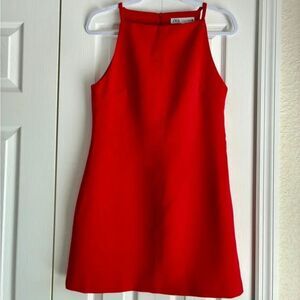 ZARA Dress Size Small Red Halter Bodycon Mini Dress